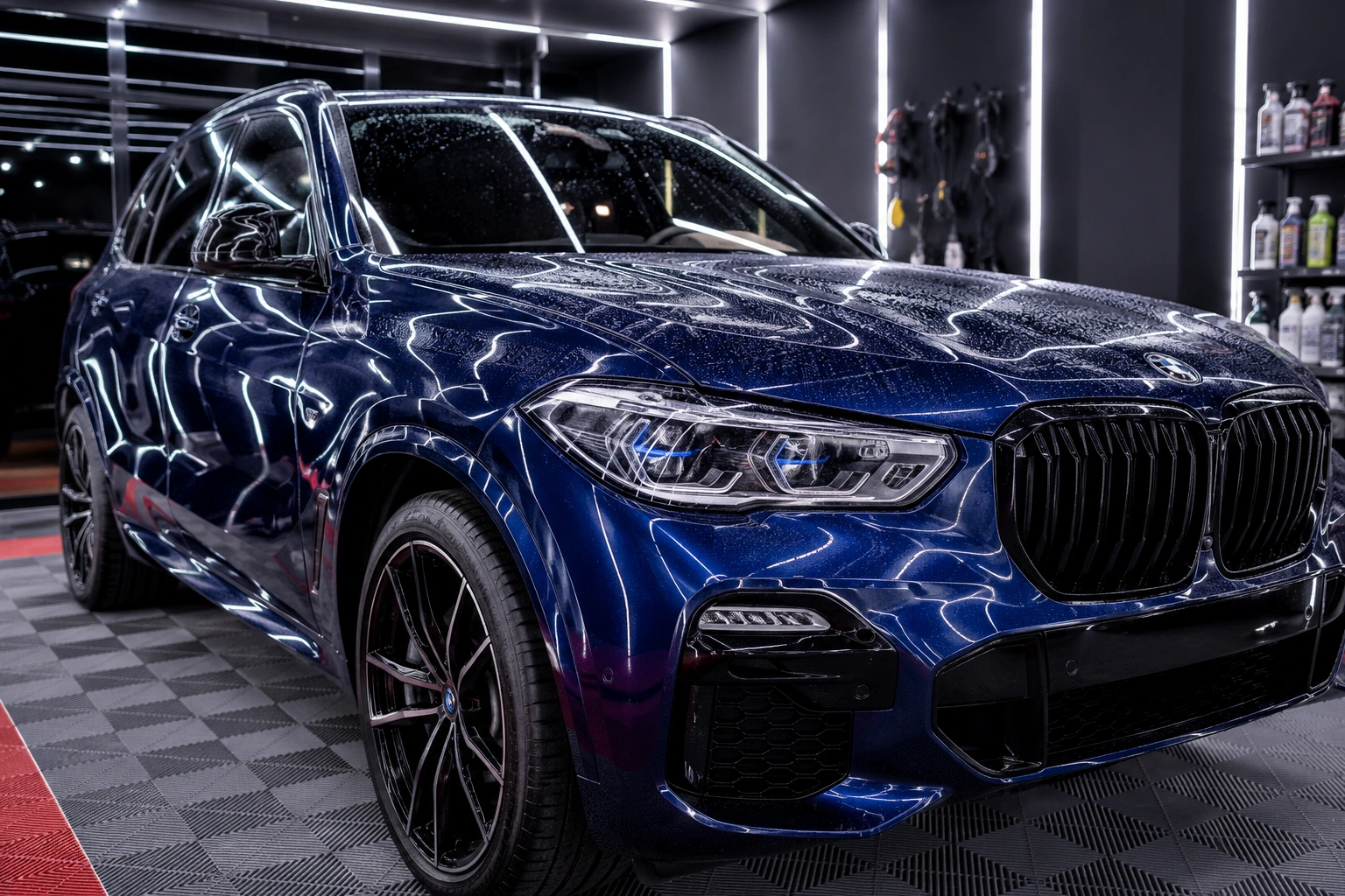 Luxury SUV with professionally applied ceramic
coating showing excellent gloss and water beading